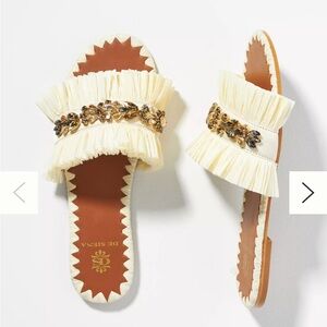 De Siena Embellished Raffia Slide Sandals